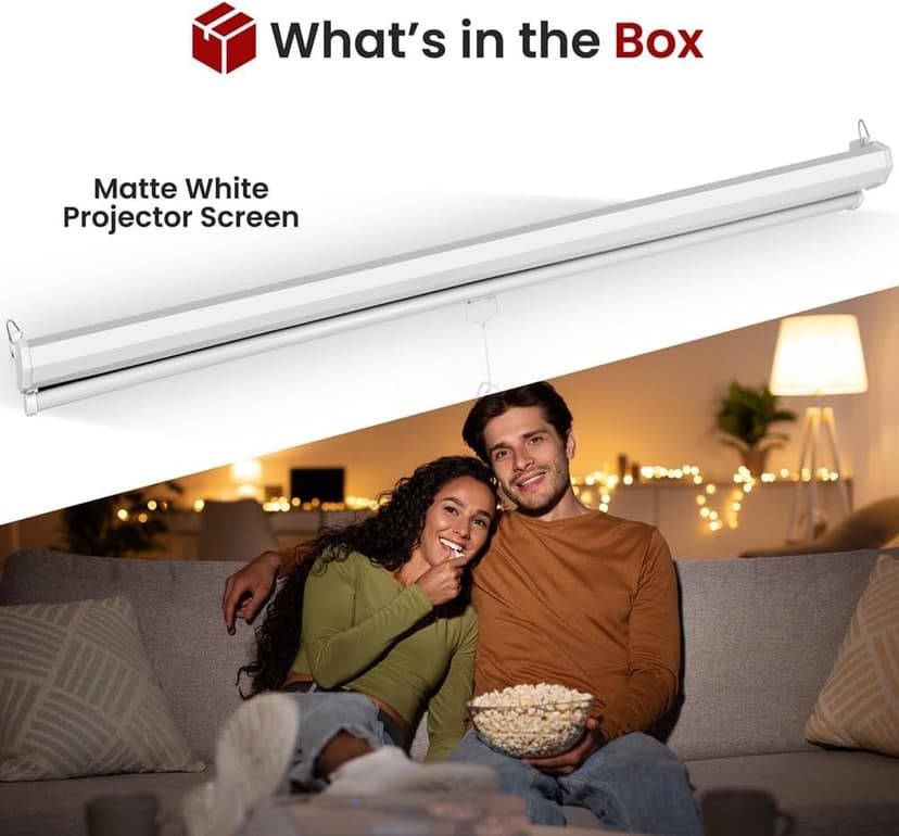 Pyle Manual Pull-Down Projector Screen - Universal 72-inch Roll-Down Retractable Manual Projection Screen w/ Auto-Locking, Adjustable Screen Height, Black Masking Border - 42.5" x 56.6" PRJSM7206