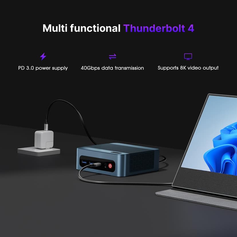 P2 Plus Mini PC, Intel i7 12700H Mini Desktop Computers, 32GB DDR5, 512GB NVMe, with Thunderbolt 4&Dual Gigabit Ethernet Ports, 4K Triple Display, Wi-Fi 6E, Bluetooth 5.2