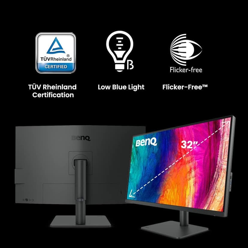 BenQ PD3205U Mac-Ready Monitor 32" 4K UHD | 99% Rec.709 & sRGB | IPS | DeltaE ≤3 | ICC Sync | Calibration Report | AQCOLOR | Uniformity | HotKey Puck | Ergonomic | DisplayPort | USB-C (65W) | USB Hub