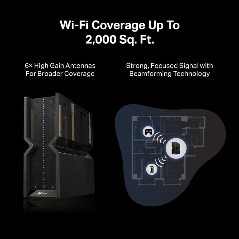 TP-Link Tri-Band BE9300 WiFi 7 Router Archer BE550 6-Stream 9.2Gbps Full 2.5G Ports 6 Internal Antennas Covers Up to 2,000 Sq. Ft. Add Easy-Mesh Device for Extended Coverage VPN Support