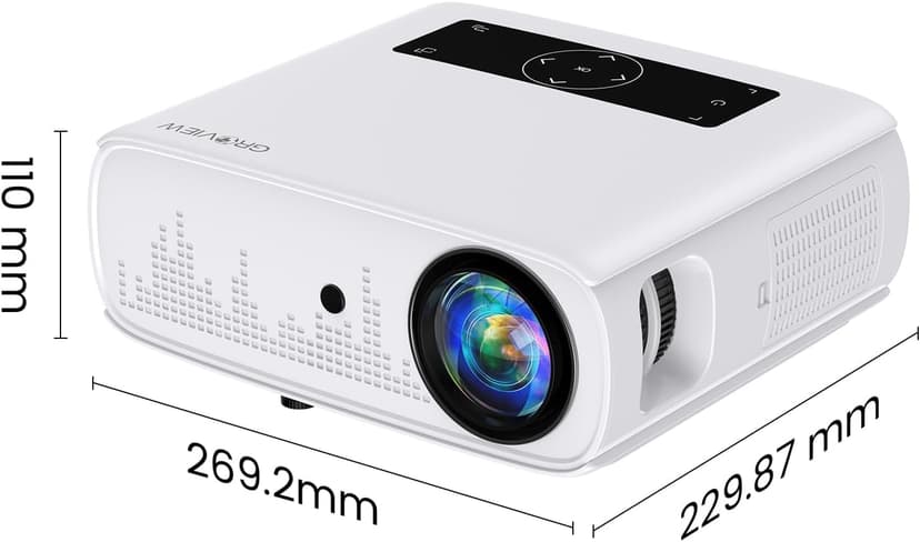 GROVIEW Projector, 15000lux 490ANSI Native 1080P WiFi Bluetooth Projector, 300'' Video Projector, Supports 4K & Zoom, 5G Sync, Compatible with HDMI USB/ AV/ Smartphone/ Pad/ Laptop/ DVD/ TV Stick/ PS5