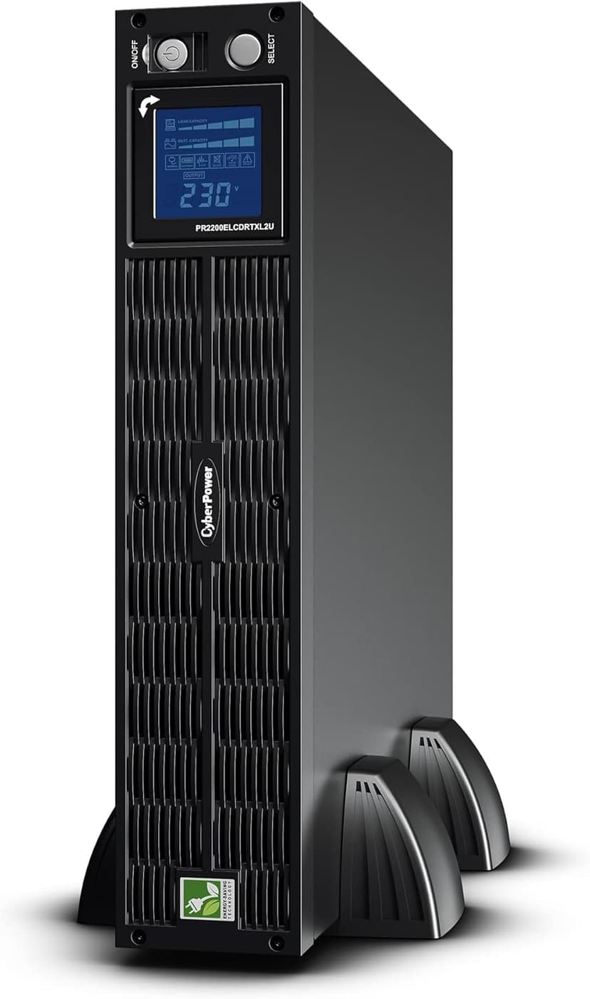 CyberPower PR2200ELCDRTXL2U High-Voltage Smart App Sinewave UPS System, 2200VA/1650W, 10 Outlets, AVR, 2U Rack/Tower