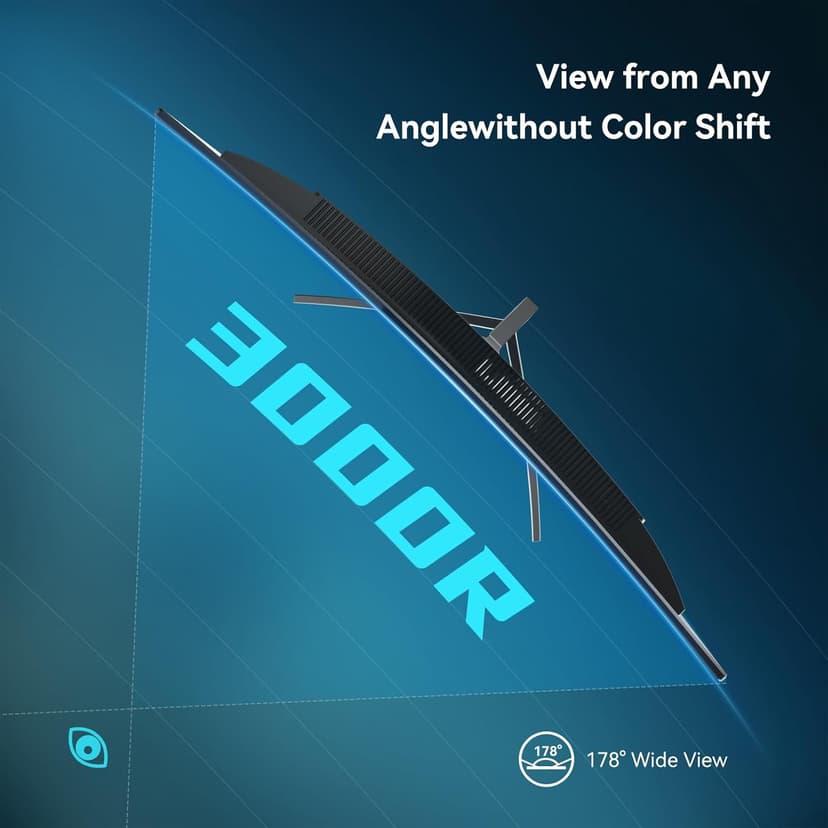 24 inch 3000R Curved Monitor 100Hz FHD 1920x1080p Refresh Rate 16:9 Aspect Ratio Ergonomic Tilt & VESA Compatible - Home Office Gaming Monitor Sync Visual Experience for Work & Play,HDMI * 2
