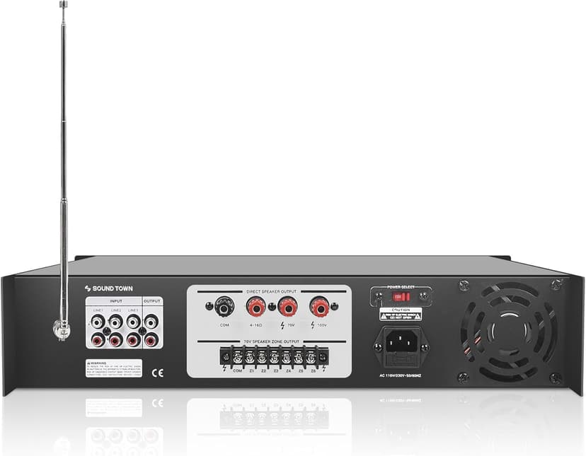 Sound Town Commercial Restaurant Audio Set, with One 6-Zone 70V/100V Amplifier with Bluetooth, 12 x Two-Way 6.5-Inch in-Ceiling Speakers, Two Dual 8-Inch Subwoofers (P18X12C6N2S28)