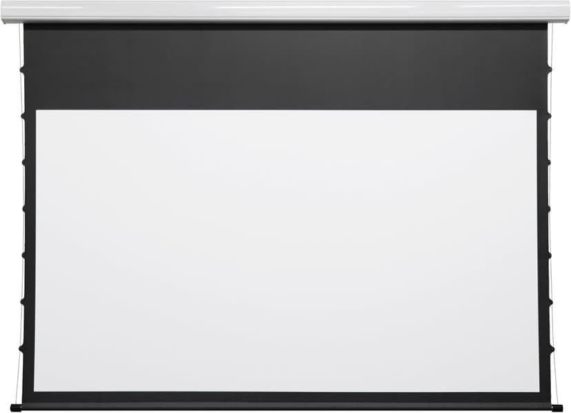 Tensioned Motorized Electric Drop Down 4K/8K Projection Screen, 120" Diagonal 16:9 Matte White with White Aluminum Case Silver Ticket Products P169120