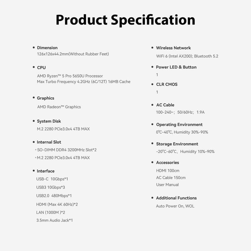 Beelink EQR5 Mini PC, AMD Ryzen 5 5650U(7nm, 6C/12T) up to 4.2GHz, Mini Computer 32GB DDR4 RAM 1TB PCIe3.0x4 SSD, Micro PC 4K@60Hz Dual HDMI Display/WiFi6/BT5.2/Office/Home/HTPC/W-11 Pro