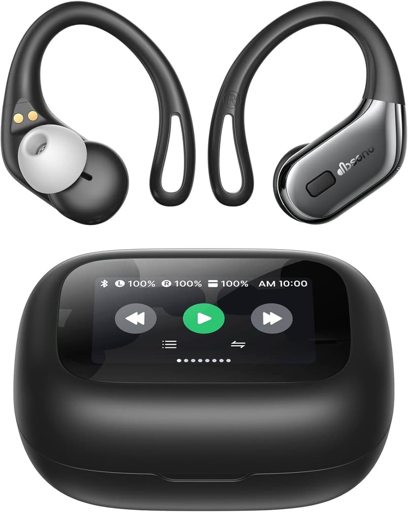 Bluetooth Headphones Wireless Earbuds: Sweatproof & Waterproof, 40H Playtime Wireless Ear Buds with Earhooks, Secure Fit Over Ear Buds with Mic, White Elephant Stocking Stuffers for Men Women