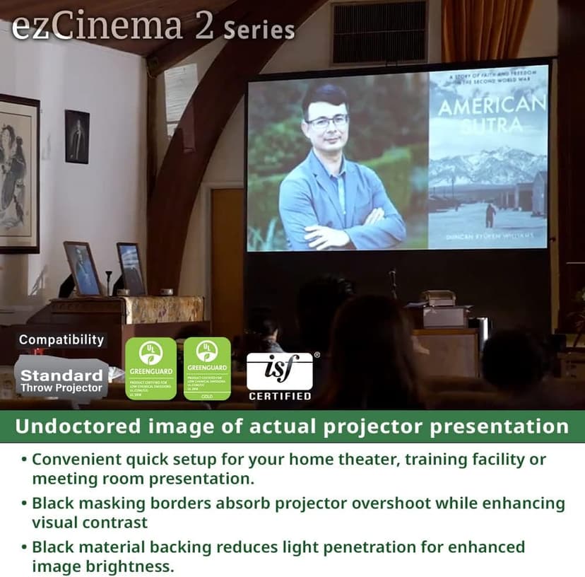 Elite Screens ezCinema 2, 120-inch 4:3 Aspect Ratio Portable Manual Floor Pull Up with Scissor Backed Projector Projection Screen Office Classroom Church Home Theater + Carrying Bag, F120NWV2