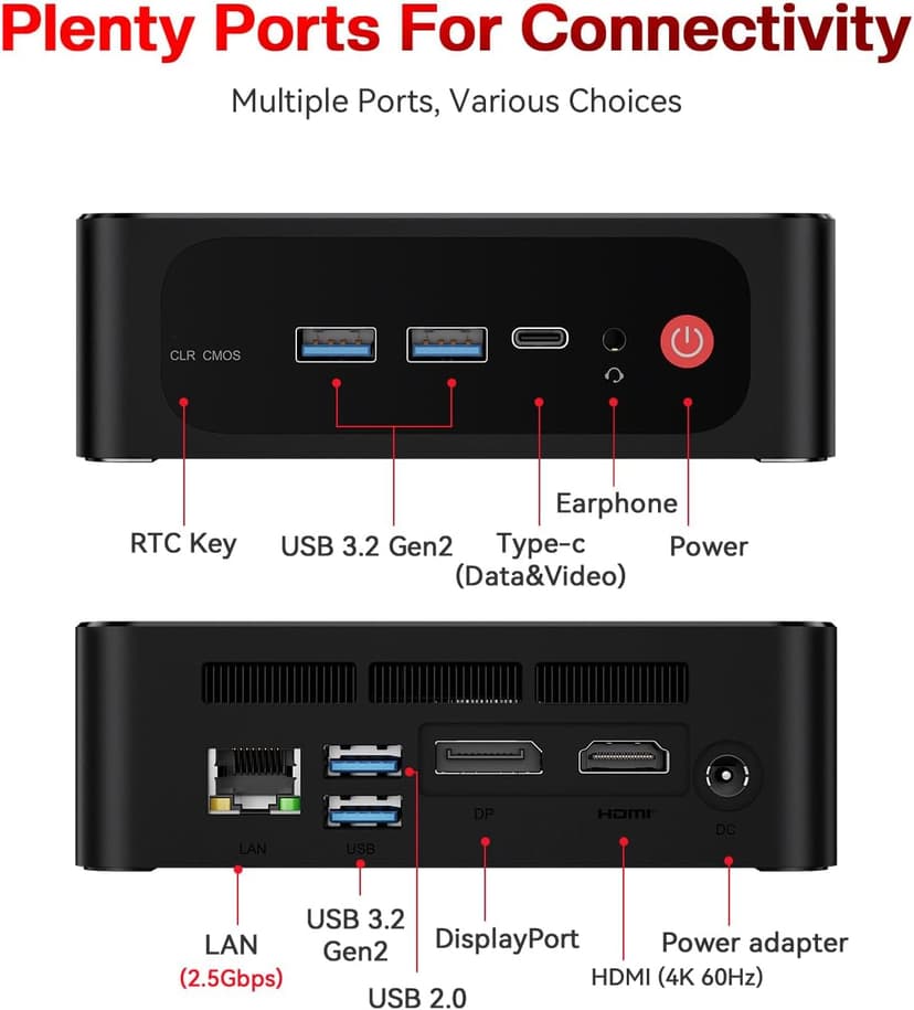 Beelink SER5 PRO Mini PC,AMD Ryzen 7 5825U(8C/16T,up to 4.5 GHz),Mini Computer 16GB DDR4 RAM 500GB M.2 SSD Graphics 8 core 2000 MHz Wifi6/BT5.2/HDMI+DP+Type-C,Support Triple-Screen Display