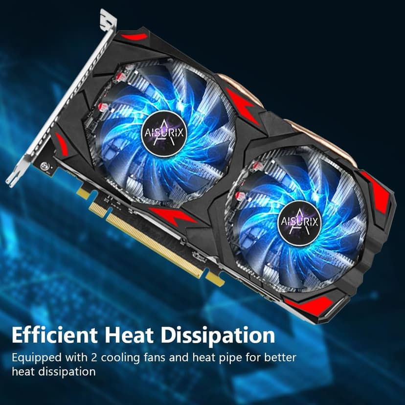 AISURIX RX 580 Graphics Card, 2048SP, Real 8GB, GDDR5, 256 Bit, Pc Gaming Video Card, 2XDP, HDMI, PCI Express 3.0 with Freeze Fan Stop for Desktop Computer Gaming Gpu