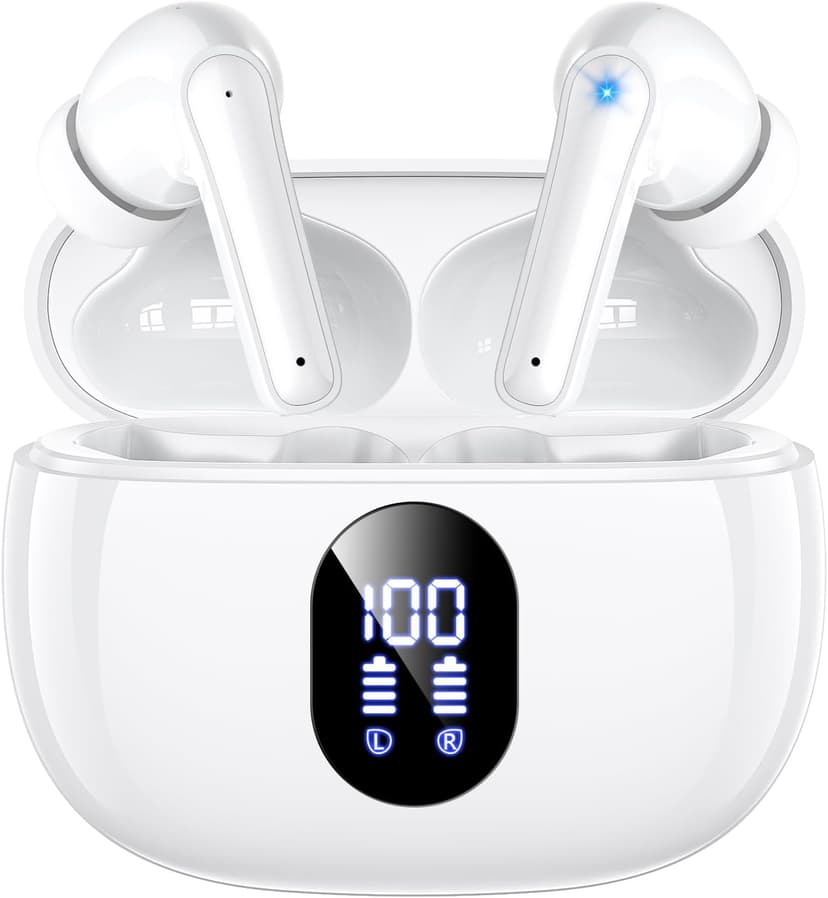 ZZU Wireless Earbuds, 2025 Ear Buds with Big Bass Stereo Sound, Lightweight Bluetooth Headphones with 48 Hours Playtime, in-Ear Fit Earphones, IPX7, Hands-Free Calls with AI for iPhone, Android, Pad
