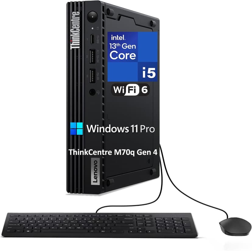 Lenovo ThinkCentre M70q Gen 4 MFF Tiny 1L Mini PC Business Desktop Computer, 13th Gen Intel 10-Core i5-13400T (Beat i7-12700T), 32GB DDR4 RAM, 1TB PCIe SSD, WiFi 6, RJ45, Windows 11 Pro Vent-HEA