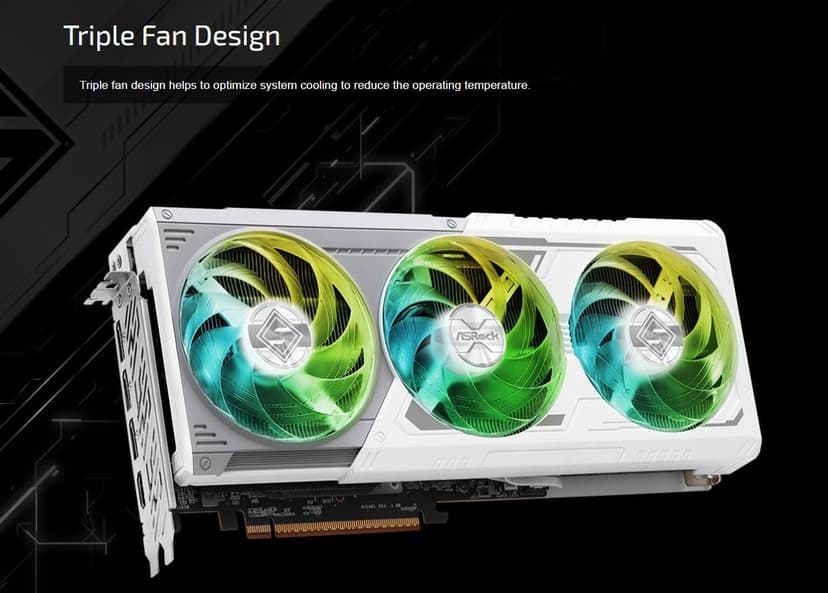 ASRock AMD Radeon RX 9070 XT Steel Legend 16GB White GPU 20Gbps GDDR6 256Bit (3rd Gen RT 2nd Gen AI Accelerators) PCIe5.0 800W 2x8-pin Triple Fan DP2.1a HDMI2.1b Graphics Card 2.9 Slot
