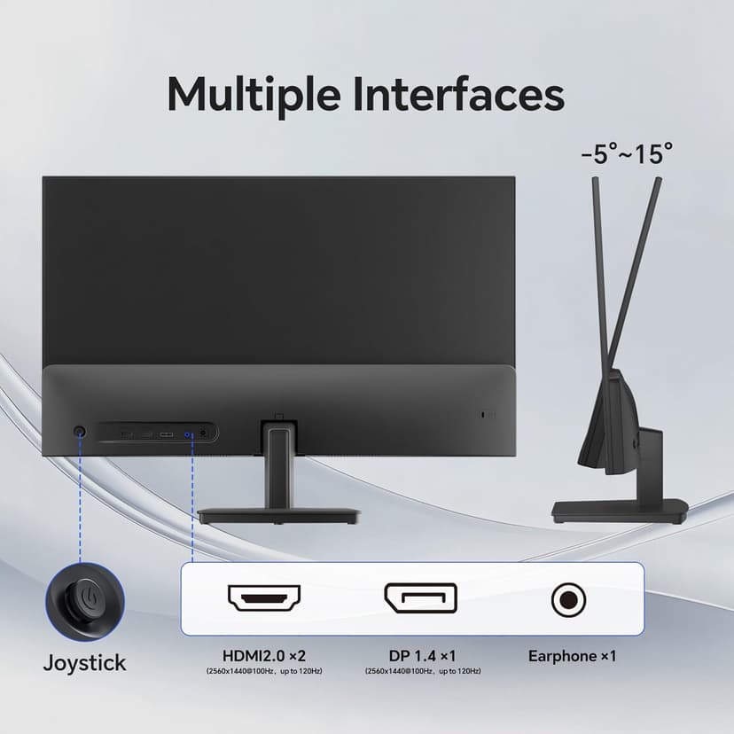 KTC 27 Inch QHD Computer Monitor 100Hz, Up to 120Hz, IPS Panel, 2K 1440P PC Gaming Monitor for Home Office, Adaptive-Sync Support, HDR10, Tilt Adjustable, H27D9