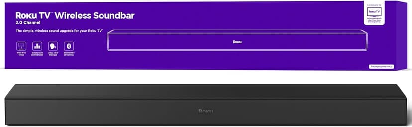 Roku TV Wireless Soundbar, Soundbar Exclusively for RokuTV with Enhanced Stereo Sound, Clear Dialogue, and Simple Wireless Setup