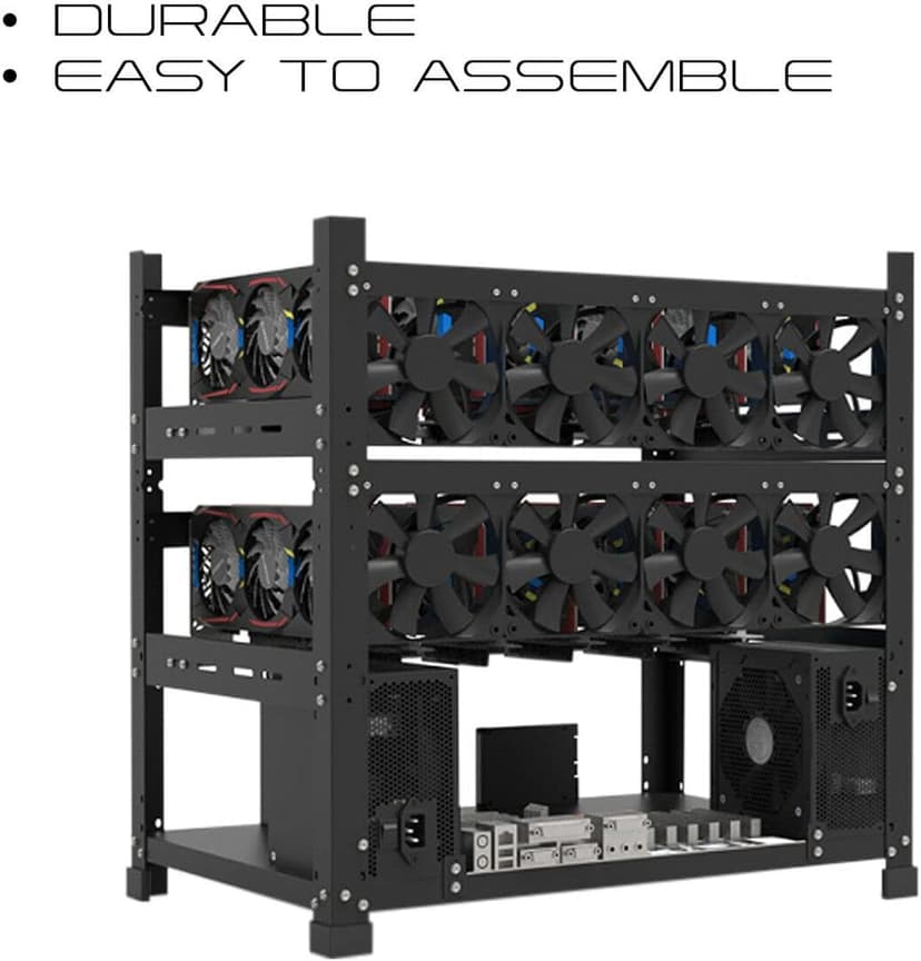 12GPU Open Frame Mining Rig Frame Chassis with Biostar TZ590-BTC Duo Motherboard for Crypto Currency Mining