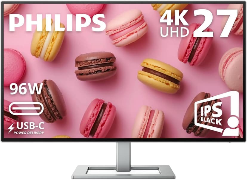 Philips Brilliance 27E2F7903 27" 4K UHD IPS Black Display, Thunderbolt, PD 96W, Height Adjustable, Daisy Chain, Built in Speakers, MacBook/PC Compatible, 4-Year Advance Replacement