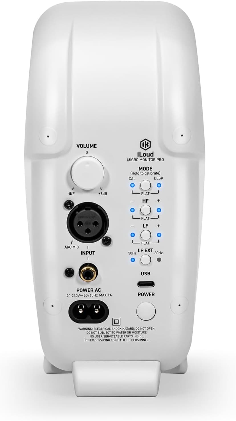 IK Multimedia Premium Version iLoud Micro Monitor Pro White (Pair) 50 Watt Portable & Powerful Reference Studio Monitor, Class D High-Efficiency Amplifier, Custom-Made Drivers for Music Mixing