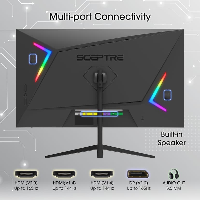 Sceptre 27-inch Gaming Monitor 165Hz 144Hz 1ms AMD FreeSync Premium HDMI DisplayPort Build-in Speakers, 99% sRGB Machine Black (E275B-FWD168 Series)