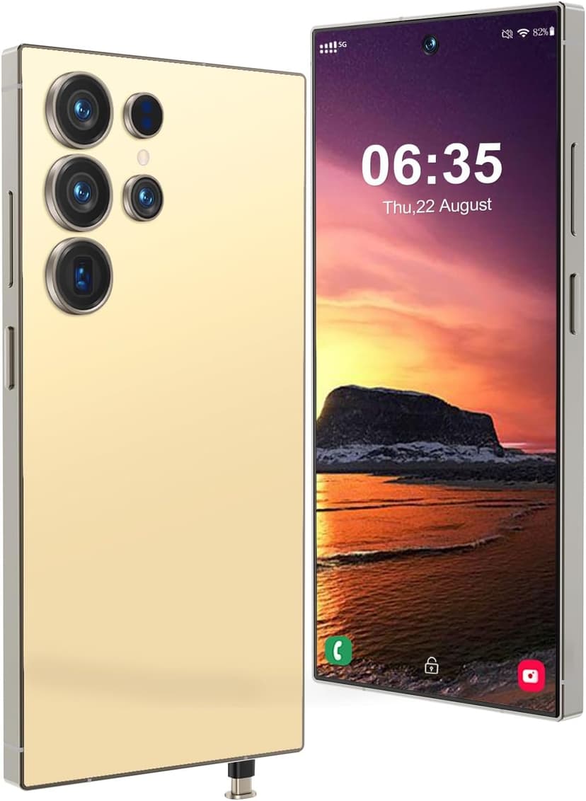 I25 Ultra 5G Unlocked Smartphone,6.8" HD Screen, 8GB+512GB,7000mAh Battery., 108MP+48MP Dual Camera, Android 14, Dual SIM/5G/Face ID/Fingerprint Lock/GPS (Gold)