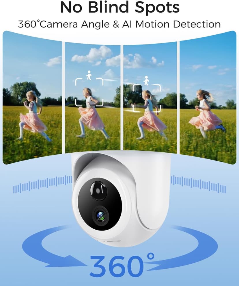 4K Security Cameras Wireless Outdoor, 2 Cam-Kit, 5G/2.4G WiFi Home Security Cameras System, 64GB Local Storage/No Subscription/Motion Tracking/Color Night Vision/360° View/IP66, Easy Setup