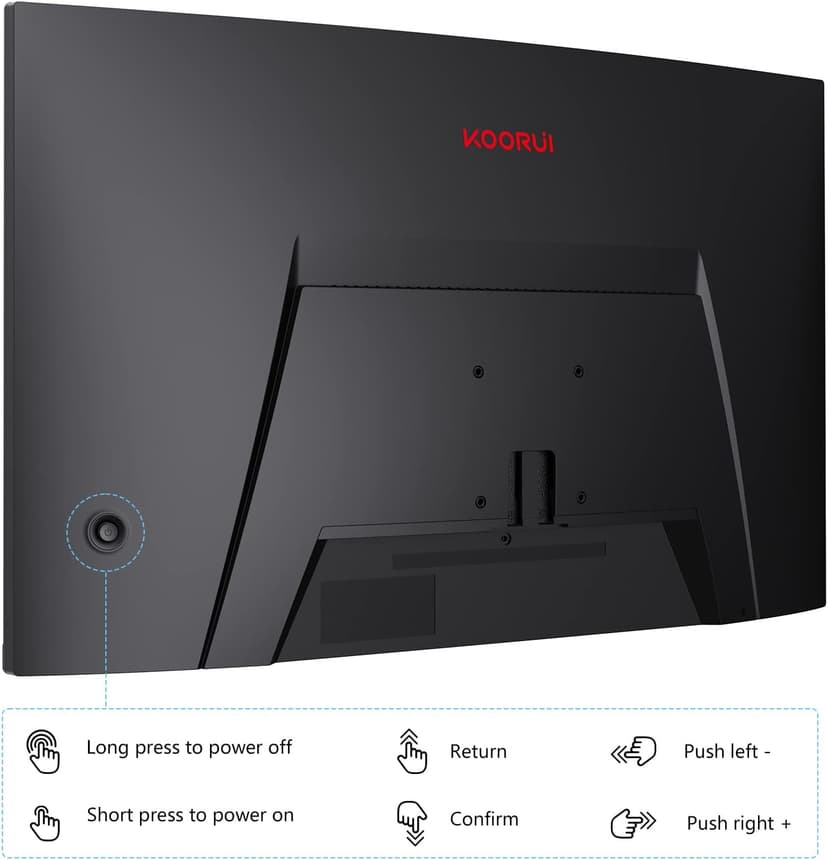 KOORUI Gaming Monitor, QHD 2560P Computer Monitor, 144Hz 27 Inch Monitor (1ms, 1800R Curved VA Panel, DP1.2+HDMI*2, AdaptiveSync, Narrow Bezel with Ultra-Thin), Tilt Adjustable,Eye Care