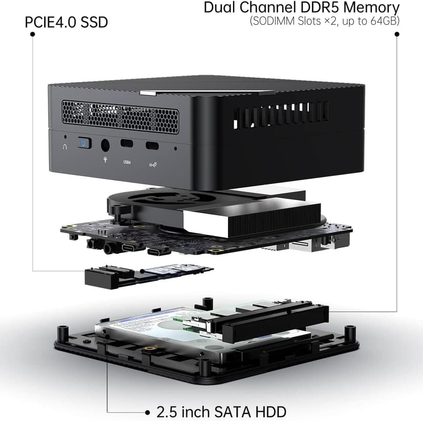 MINISFORUM Venus Series UM773 Lite Mini PC AMD Ryzen 7 7735HS up to 4.75GHz 32GB DDR5 512GB PCIe4.0 SSD AMD Radeon 680M Mini Computer, 2 x HDMI,1x USB4,5X USB Ports,WiFi 6,BT5. 2