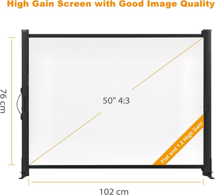 Portable Projector Screen with Stand, 50 Inch 4:3, Outdoor Projector Screen, Lightweight and Retractable, 1.2 High Gain Wrinkle-Free Video Projection Screens, for Home Cinema, Meeting Presentation.