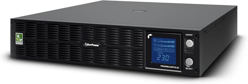 CyberPower PR2200ELCDRTXL2U High-Voltage Smart App Sinewave UPS System, 2200VA/1650W, 10 Outlets, AVR, 2U Rack/Tower