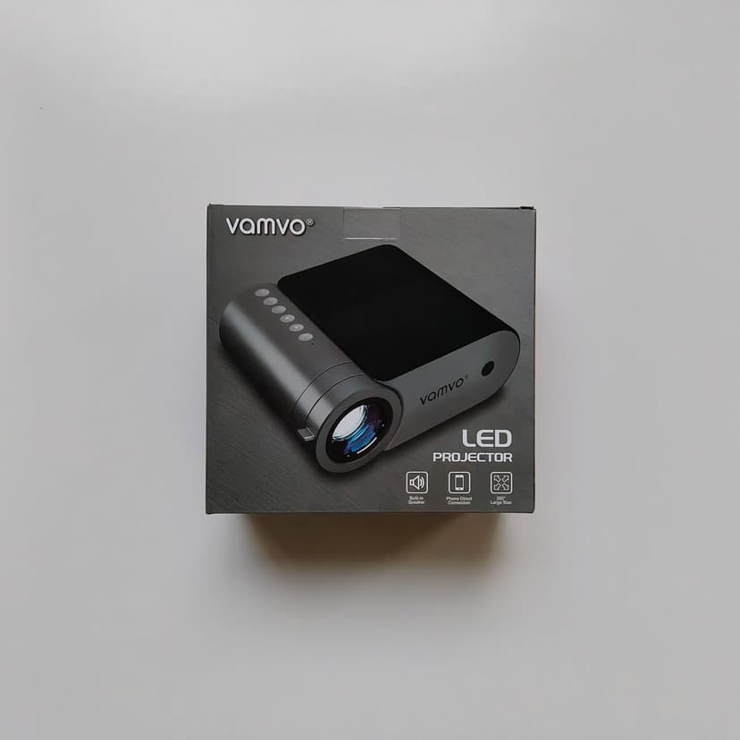 vamvo Portable Projector WiFi VideoProjector 1080P 200" Portable Movie Projector, Outdoor Projectors with Stylish streamlined Design, Compatible with phone/ Tablet/ Laptop/ TV Stick/ PS4 etc.