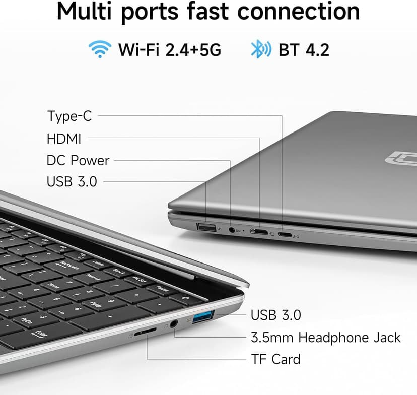 15.6 Inch Laptop with Office 365, 4GB RAM, 128GB Storage Expandable 1TB, 5205U Processor, HD Display, Windows 11 Laptops Computer, Wi-Fi 5, BT4.2, Numpad, Type-C, for Business and Students.
