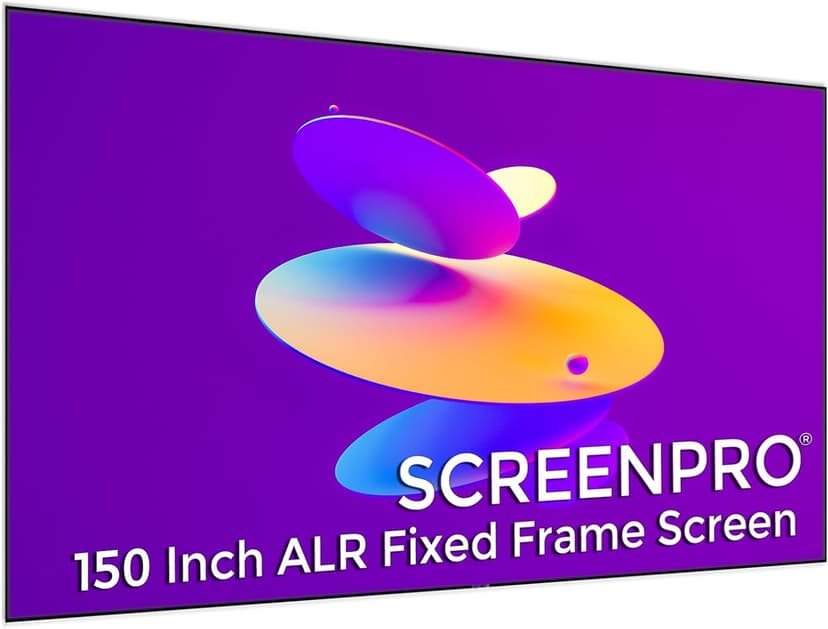SCREENPRO ALR 150inch Ambient Light Rejecting Wall Mount Projector Screen for Laser Projector & UST Projector, 16:9 4K/8K Ultra Edge Free Fixed Frame Ceiling Light Rejecting Screen for Home Theater