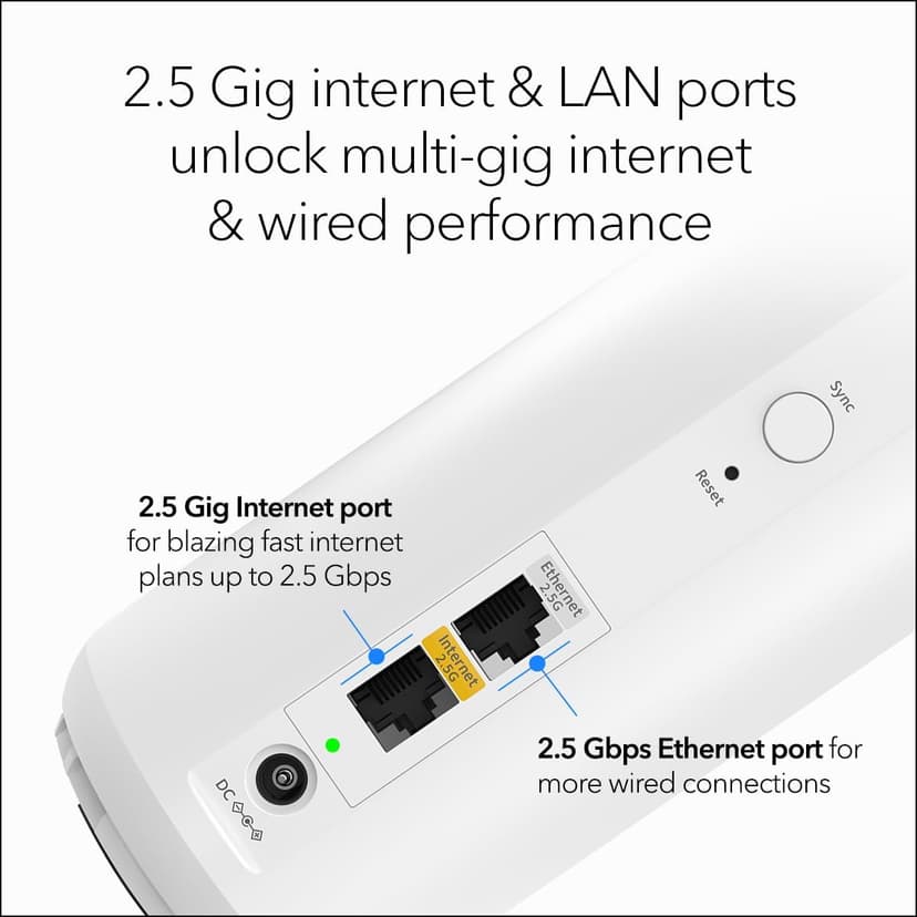 NETGEAR Orbi 370 Series Dual-Band WiFi 7 Mesh Network System for Home (RBE373) – Wireless Router + 2 Extenders, Security Features, 5 Gbps, Covers 6,000 sq.ft., 70 Devices, 2.5GB Internet Port, BE5000