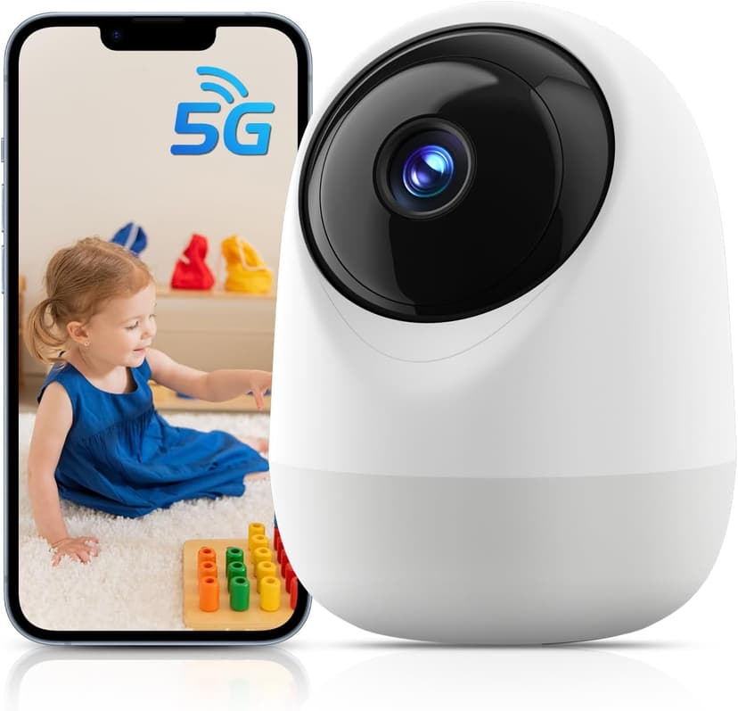 5&2.4Ghz Indoor Security Camera, 360° 3MP WiFi Cameras for Home Security, Home Security Camera, Baby/Pet Camera with Phone App, Motion/Sound Detection, Auto Tracking, 2-Way Audio, TF/Cloud Storage