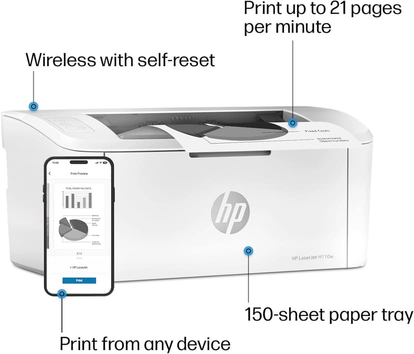 HP LaserJet M110w Wireless Black & White Printer, Print, Fast speeds, Easy setup, Mobile printing, Best for small teams
