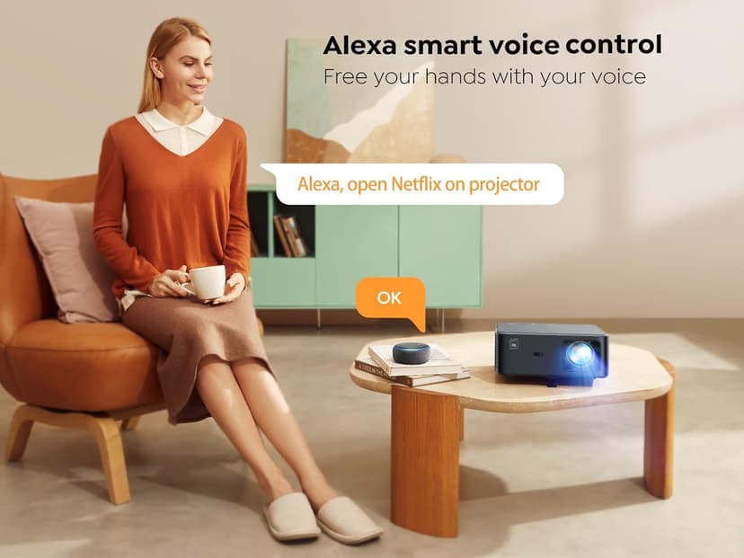 Projector 4K with Google TV, YABER K2s 1000 ANSI WiFi 6 Bluetooth Projector, Sound by JBL, Dolby Audio, Auto Focus & Keystone,Native 1080P 4K Supported Outdoor Movie Projector with Netflix 7000+ Apps