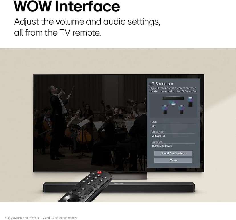 LG S40T 2.1 ch.Soundbar with Wireless Subwoofer, TV Synergy, Wow Interface, AI Sound Pro (2024 New Model)