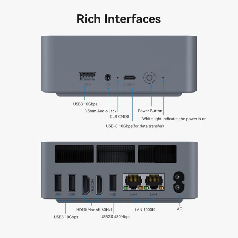 Beelink EQi12 Mini PC, Intel Core i5-12450H Processor (8C/12T, up to 4.4GHz), 16G DDR4 RAM 500GB M.2 2280 PCle 4.0x4 SSD, Mini Computer Support 4K@60Hz Dual Screen Display/WiFi6/BT5.2