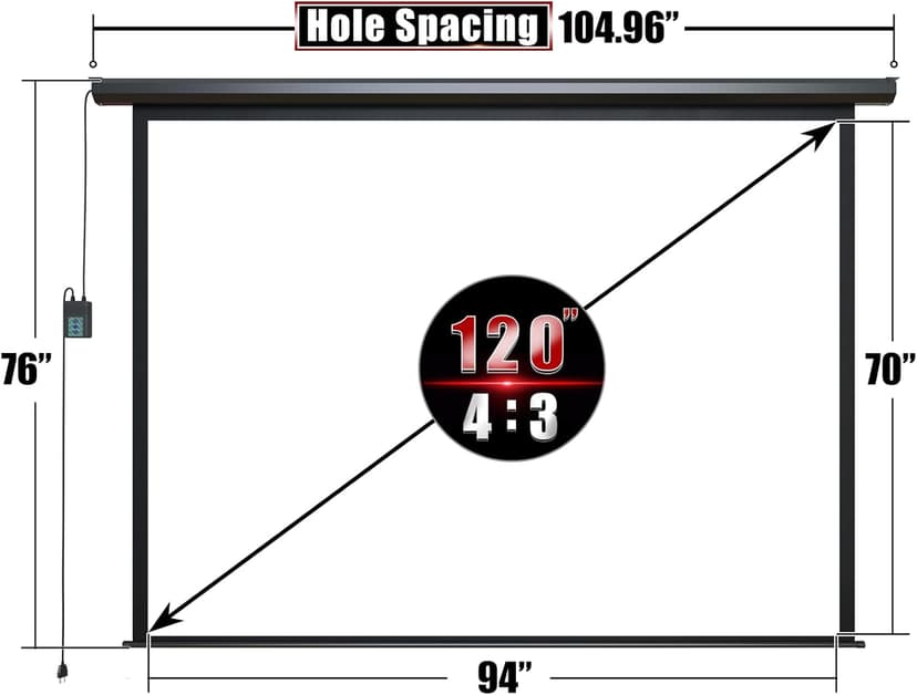 Aoxun 120" Motorized Projector Screen - Indoor and Outdoor Movies Screen 120 inch Electric 4:3 Projector Screen W/Remote Control