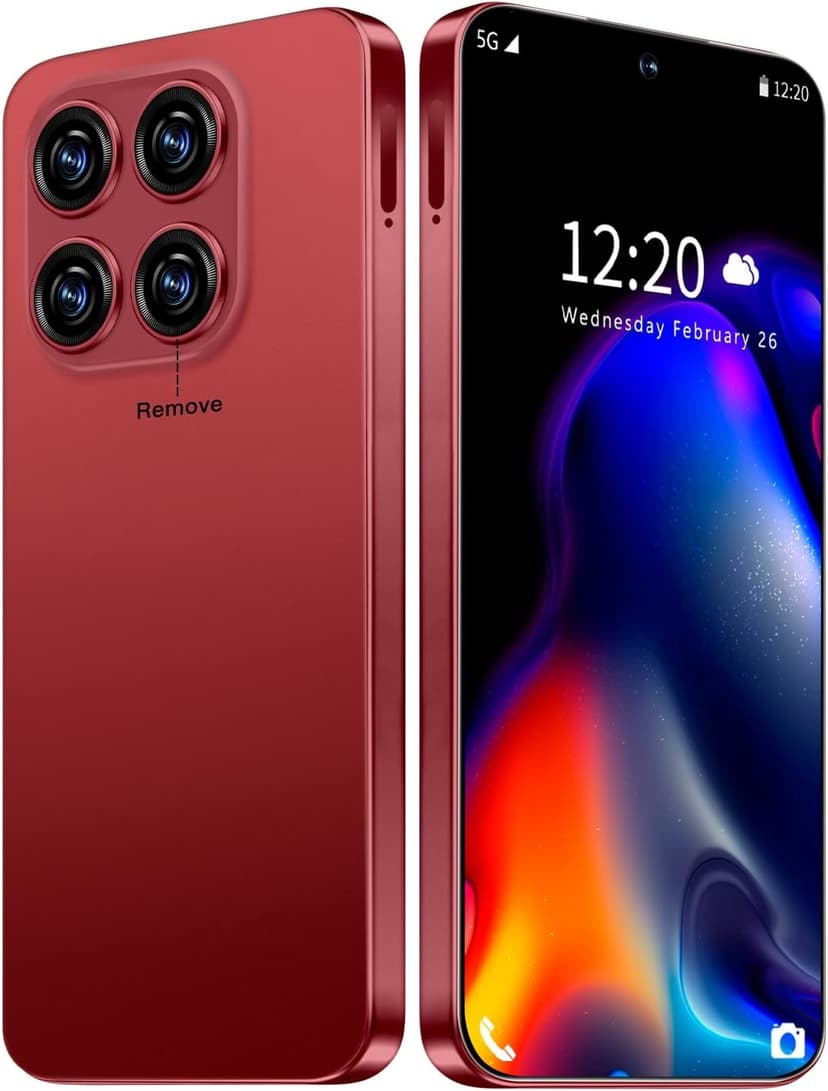 16 Ultra Smartphone Unlocked Cell Phone,6.99" HD Screen Unlocked Phone,8+256GB Android 13 with 128GB Memory Card,Face ID/Dual SIM/5G/Fingerprint Button Unlock/Photos/GPS (Wine Red, 8+256)