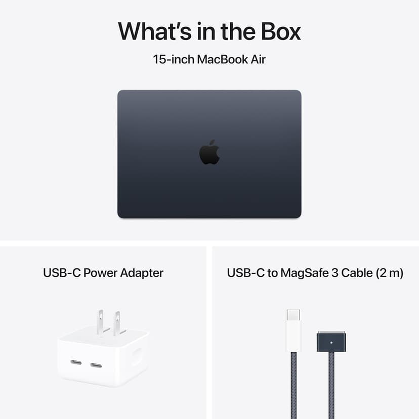 Apple 2025 MacBook Air 15-inch Laptop with M4 chip: Built for Apple Intelligence, 15.3-inch Liquid Retina Display, 24GB Unified Memory, 512GB SSD Storage, 12MP Center Stage Camera, Touch ID; Midnight