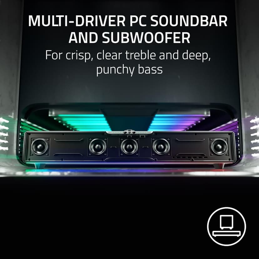 Razer Leviathan V2 Pro: Multi-Driver PC Gaming Soundbar with Subwoofer - Beamforming Surround Sound with AI Head Tracking - Chroma RGB - Bluetooth 5.0 & 3.5mm - for PC, Desktop/Laptop, Mobile, Switch