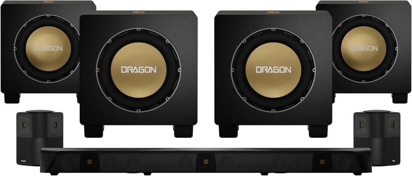Nakamichi Dragon Home Surround Sound System with Quad 12" Subwoofers, Dolby Atmos and DTS:X Pro. Soundbar Meets AV Receiver