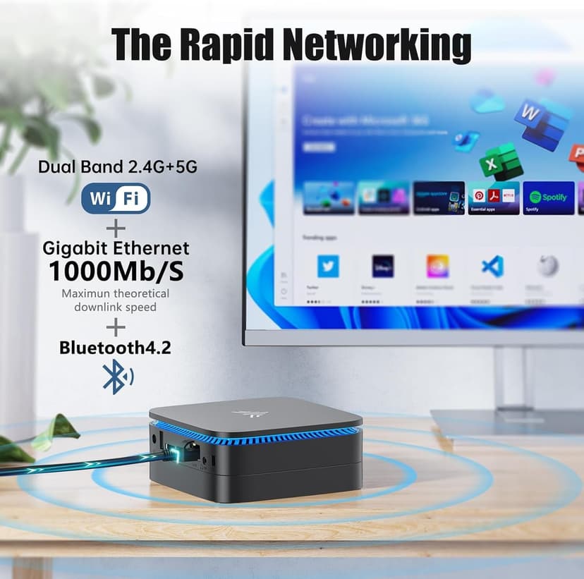 KAMRUI AK1PLUS Mini PC, N95 Processor (up to 3.4GHz), 8GB DDR4 RAM 256GB M.2 SSD, Mini Desktop Computer Support 2.5" SSD, Dual 4K, WiFi, Ethernet for Business, Office, Home