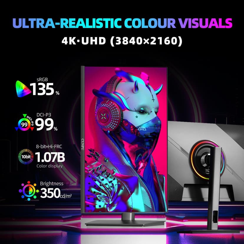 27 Inch 4K 144Hz Gaming Monitor, UHD 3840x2160 Fast IPS Panel PC Monitor, 135% sRGB, HDR400Nit, Freesync & G-sync, Support PS5 120Hz VRR, HDMI 2.1,DP 1.4, Height/Vertical Adjustment