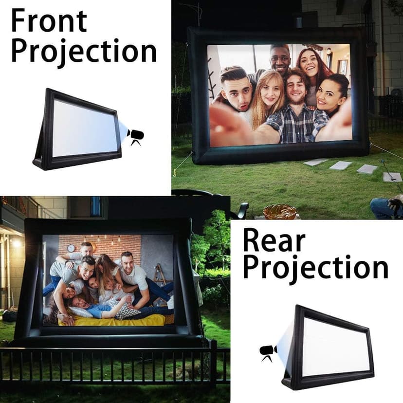 25Ft Inflatable Movie Screen with Stand for Outside-Support Rear Projection-Stable Outdoor Frame-Outdoor Movie Screen Use in Combination with Projector and Speaker