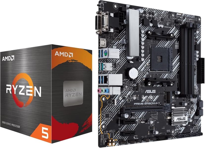 MICRO CENTER AMD Ryzen 5 5600 Desktop Processor with ASUS Prime B450M-A II AMD AM4 Micro ATX Motherboard