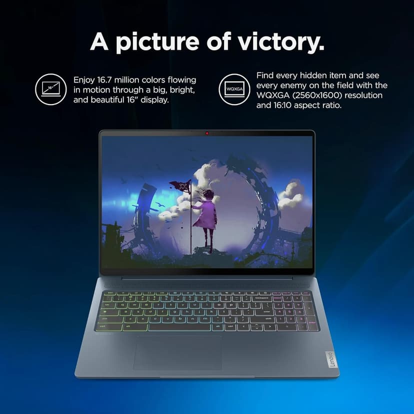 Lenovo IdeaPad 5 Gaming Chromebook Intel 6-Core i3 up to 4.4Ghz 8GB Ram 128GB SSD Web Cam WiFi 16in 2.5K LCD RBG Keyboard Chrome OS (IDP3 – Renewed), Grey