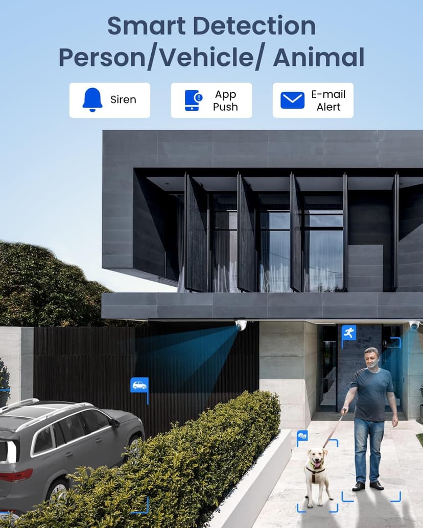 REOLINK New Version 12MP Smart Security System with AI Video Search, Person/Vehicle/Animal Detection Color & Infrared Night Vision, Two-Way Talk, 24/7 Recording, Perimeter Protection, RLK8-1200D4-A