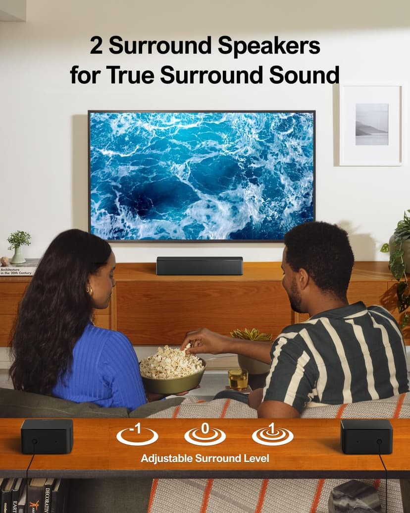 ULTIMEA 5.1 Sound Bar with Dolby Atmos, 410W Surround Sound System for TV, 3D Sound Bars for Smart TV with Subwoofer, Adjustable Surround and Bass, Home Audio Soundbars for TV, HDMI eARC, Poseidon D60